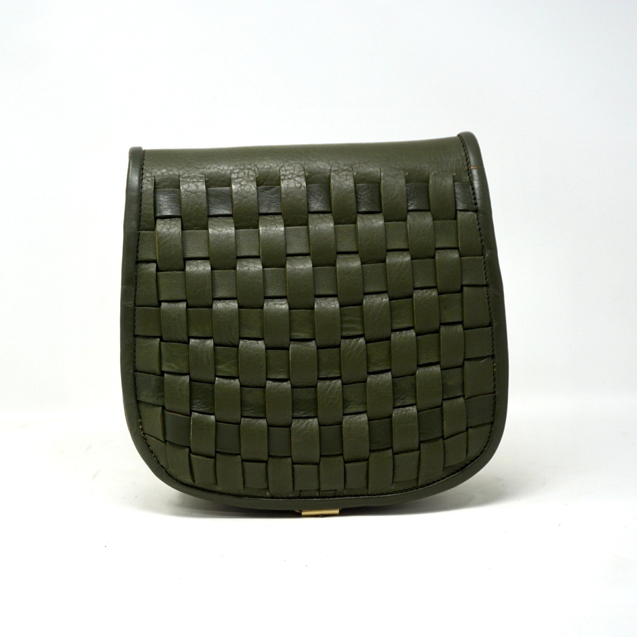 Leather Sam Woven Saddle Bag - green - Artisan Stories