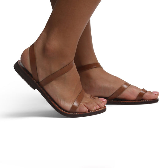 Leather Sandals Womens Ladies In Black Brown Tan Trisi Style - Artisan Stories