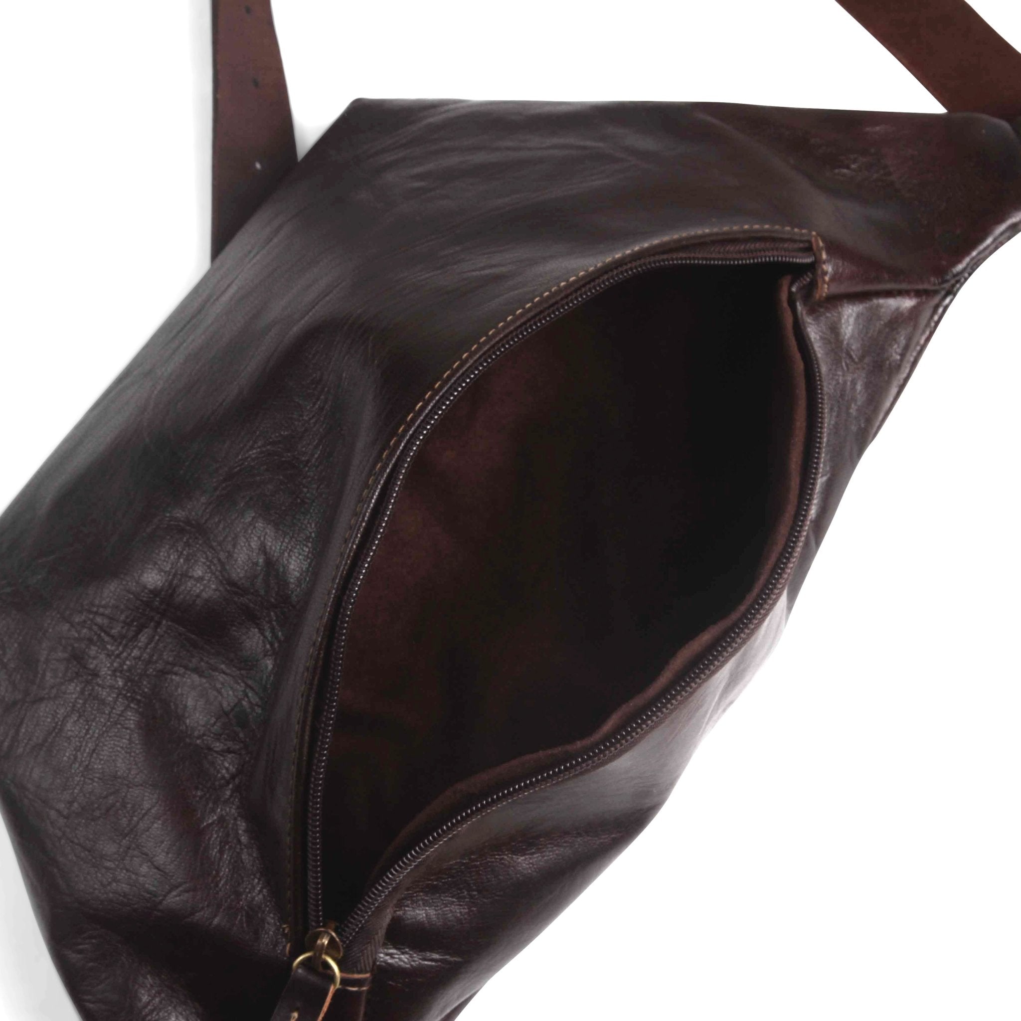 Leather Sling Bum Bag Simo Chocolate Brown - Artisan Stories