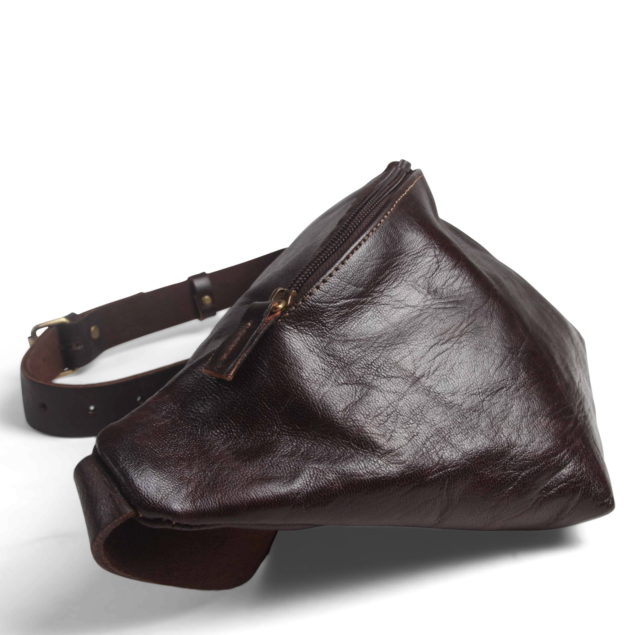 Leather Sling Bum Bag Simo Chocolate Brown - Artisan Stories