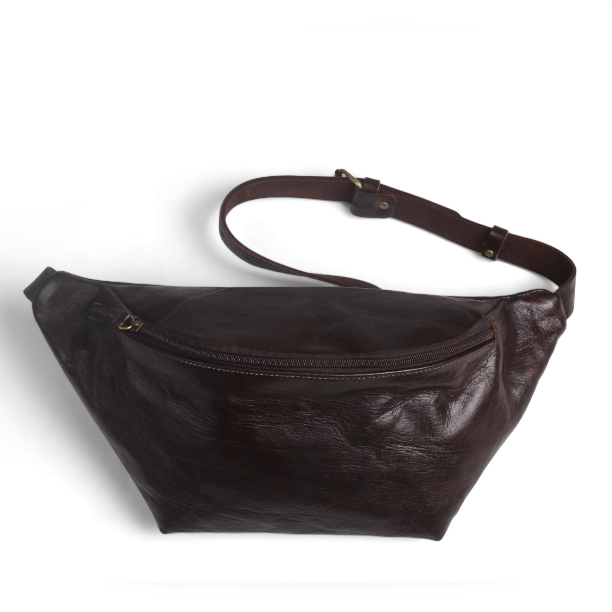 Leather Sling Bum Bag Simo Chocolate Brown - Artisan Stories