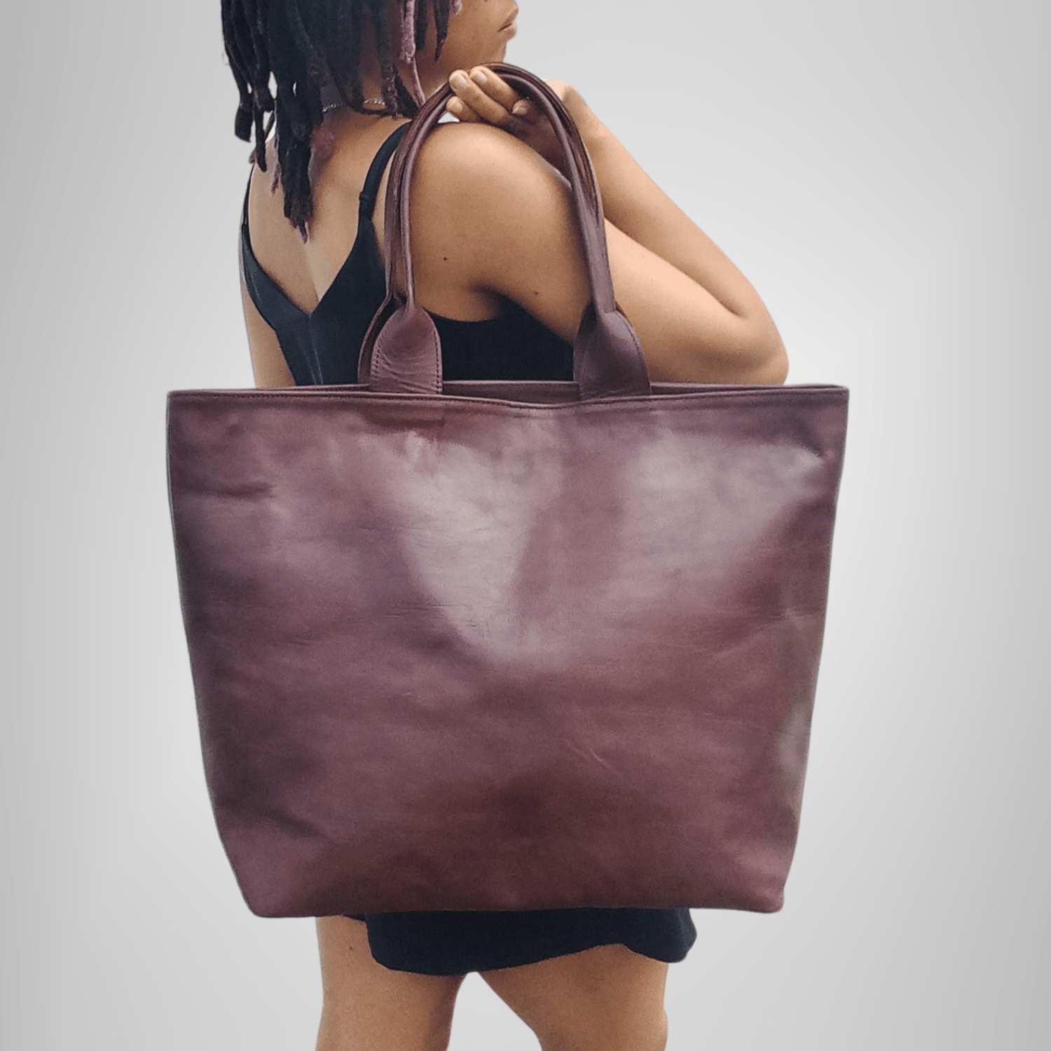 Leather Tote Bag Dark Brown - Artisan Stories