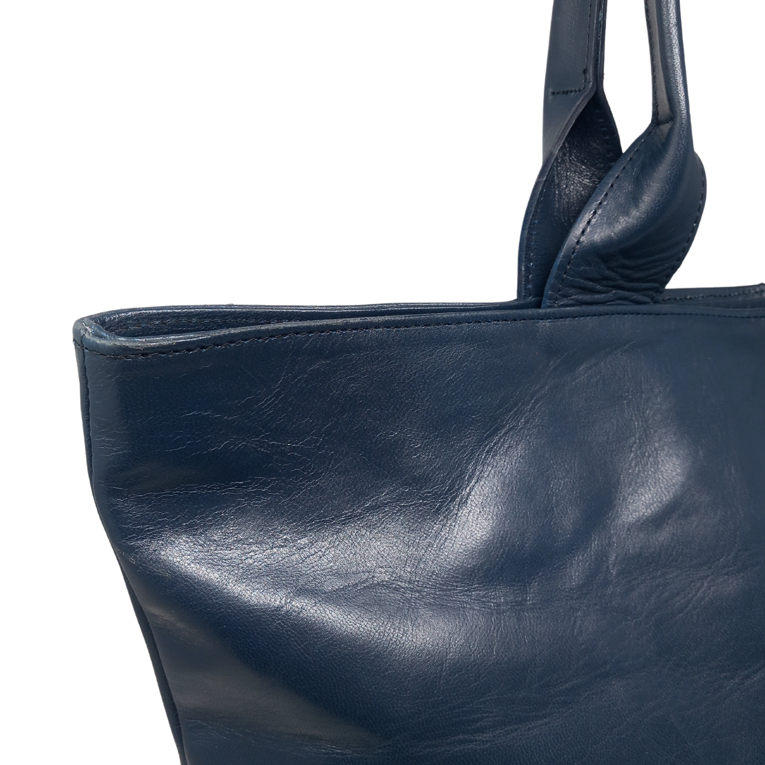 Leather Tote Blue