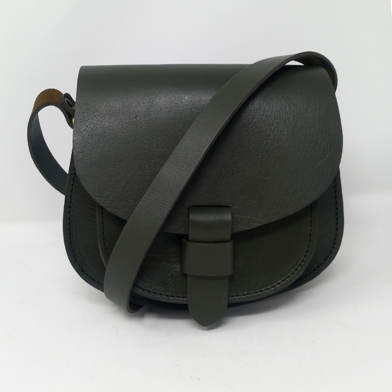 Maya Black Leather Saddle Bag