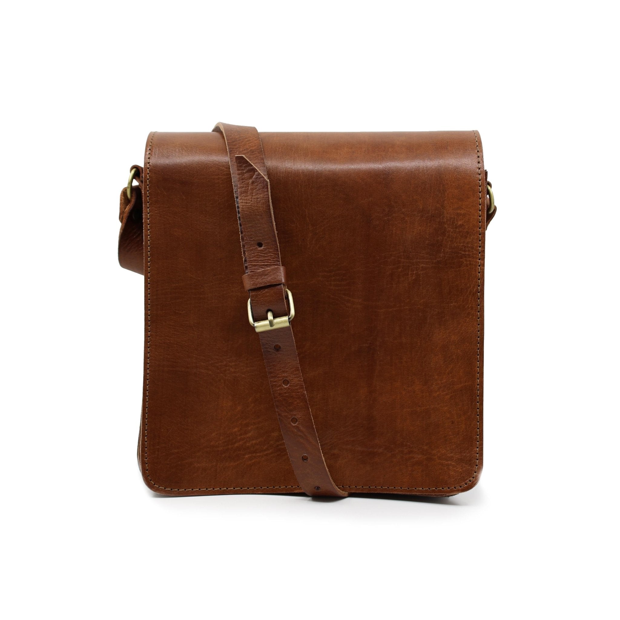 Light brown leather Midi Messenger Bag - Artisan Stories