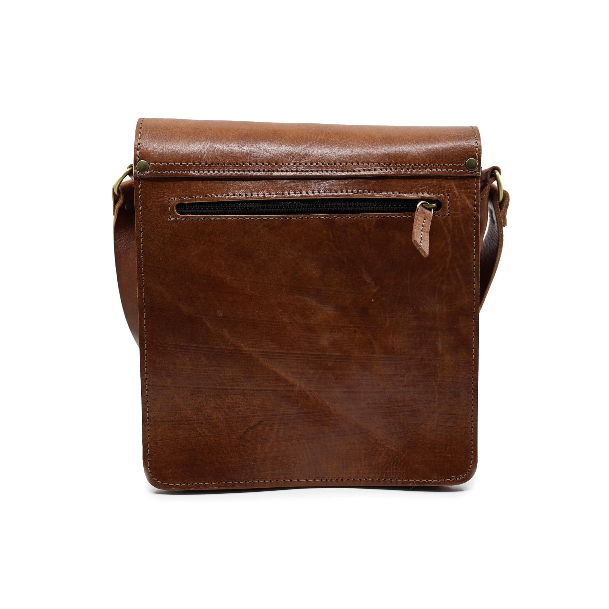 Light brown leather Midi Messenger Bag - Artisan Stories