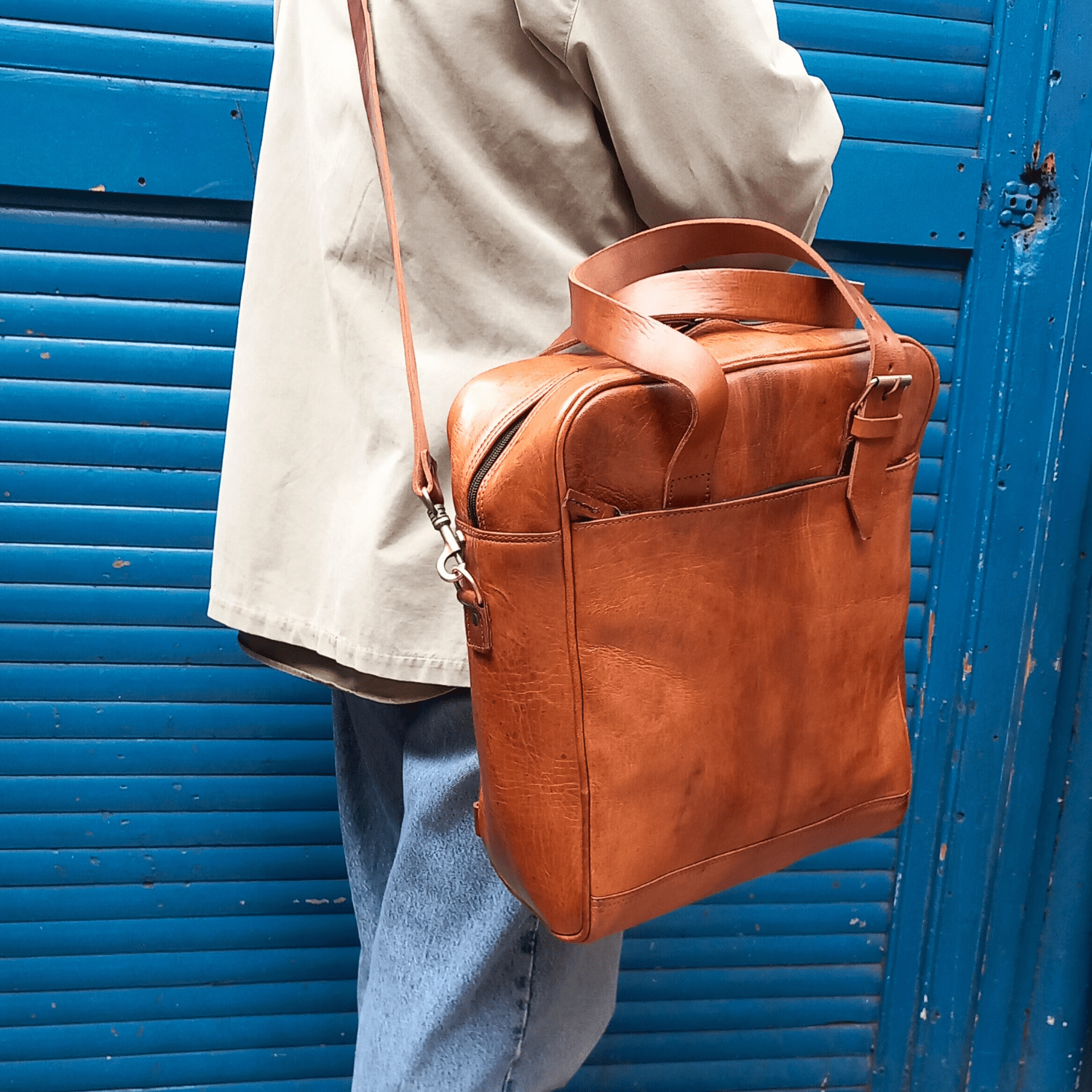 Light Brown Nomad 3 in 1 leather bag - Artisan Stories