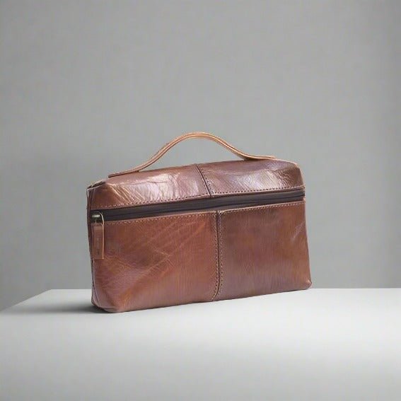 Light Brown Top handle leather purse - Artisan Stories