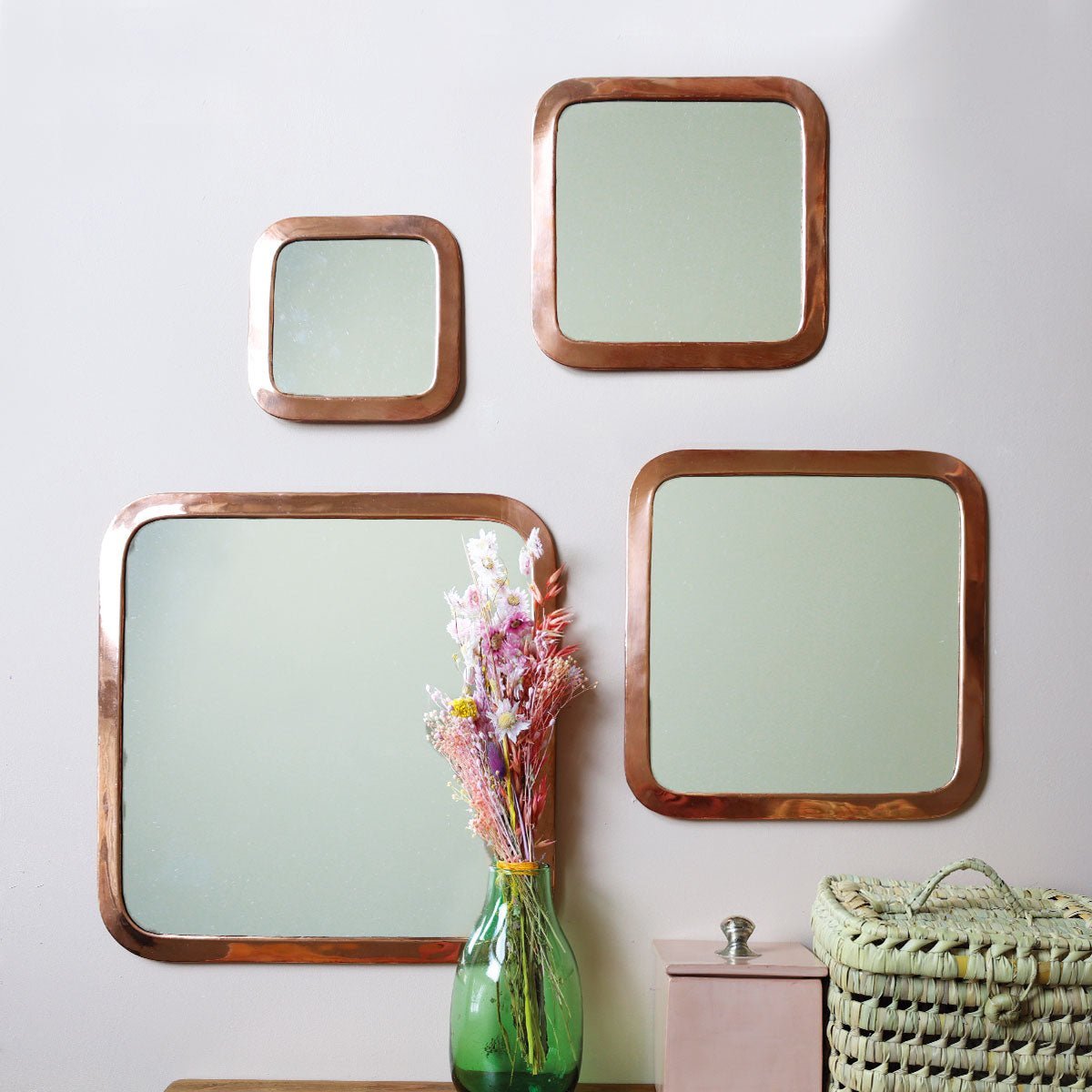 Marrakech Square Mirror in Rose Brass - Artisan Stories