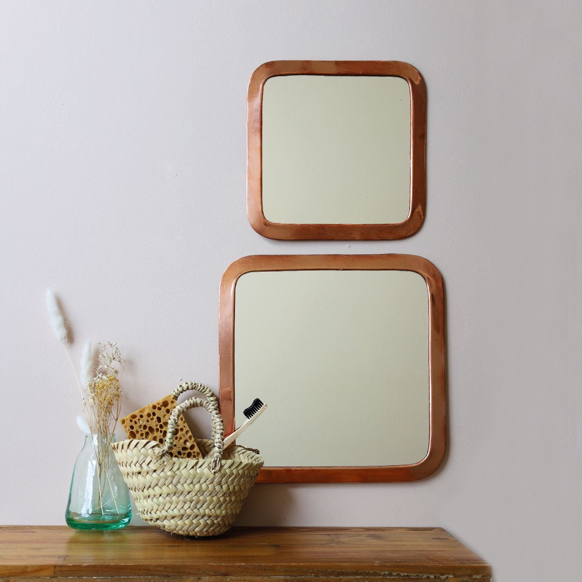 Marrakech Square Mirror in Rose Brass - Artisan Stories