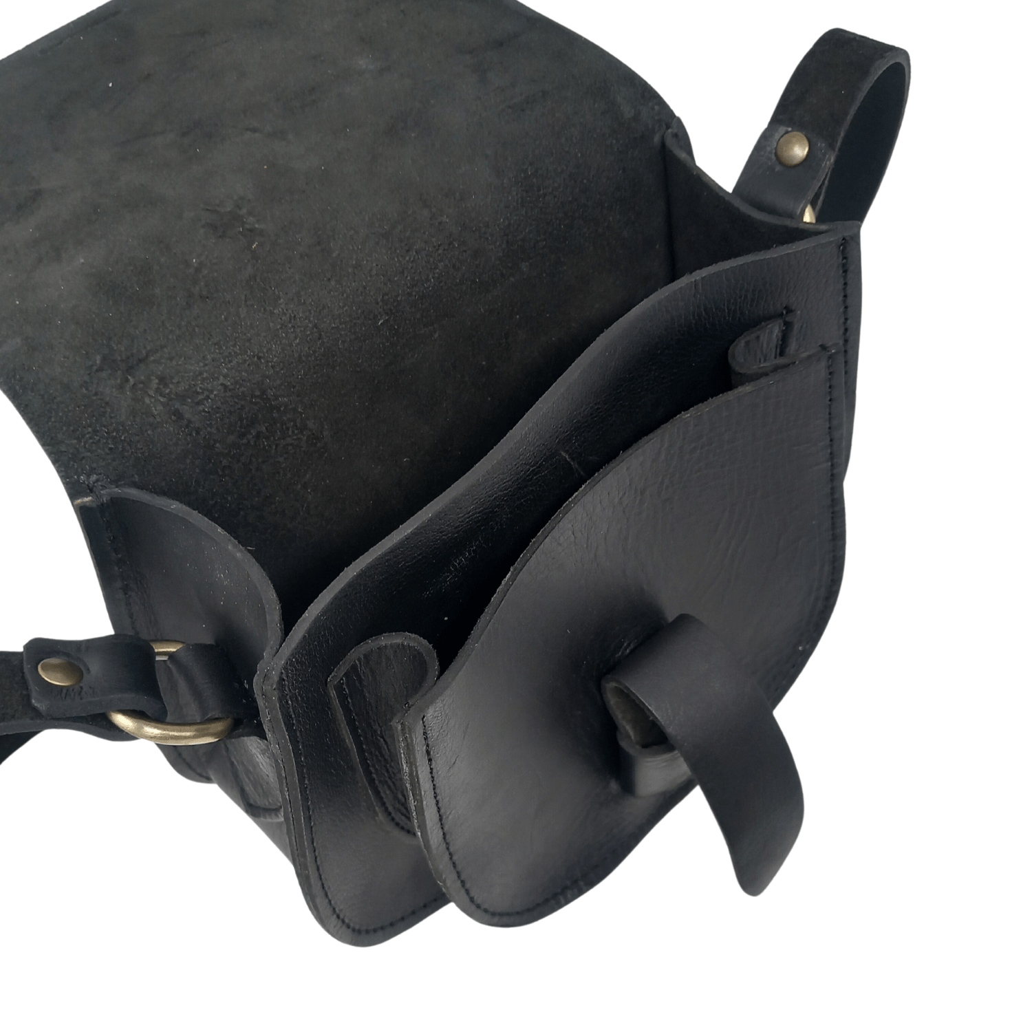 Maya Black Leather Saddle Bag - Artisan Stories