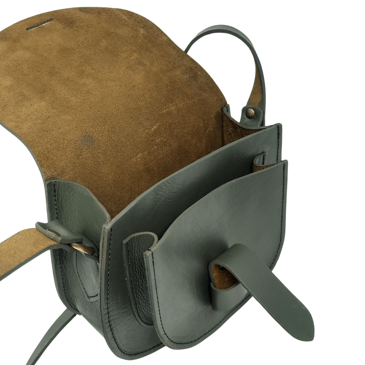 Maya green Leather Saddle Bag - Artisan Stories