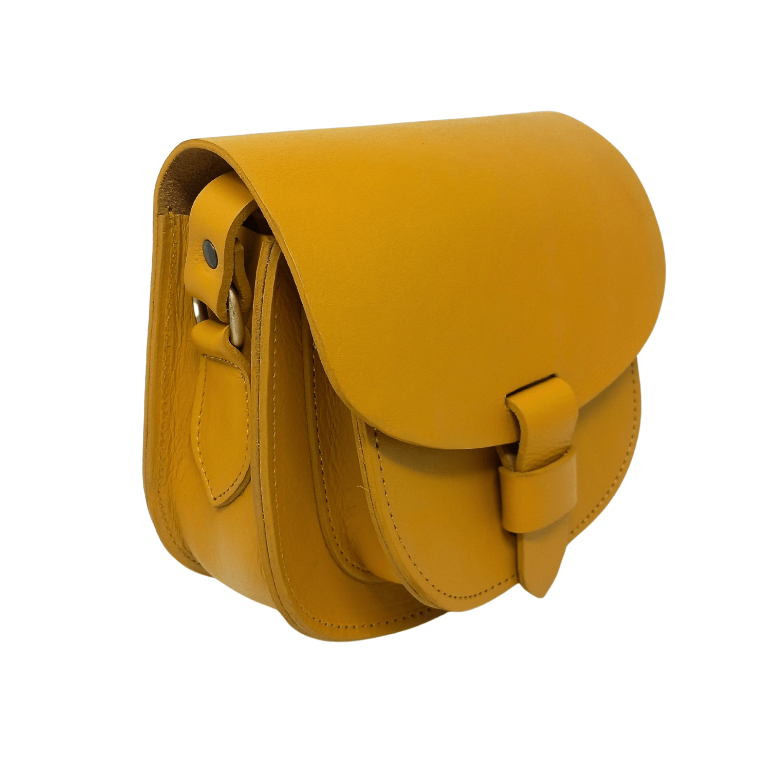 Maya yellow Leather Saddle Bag - Artisan Stories