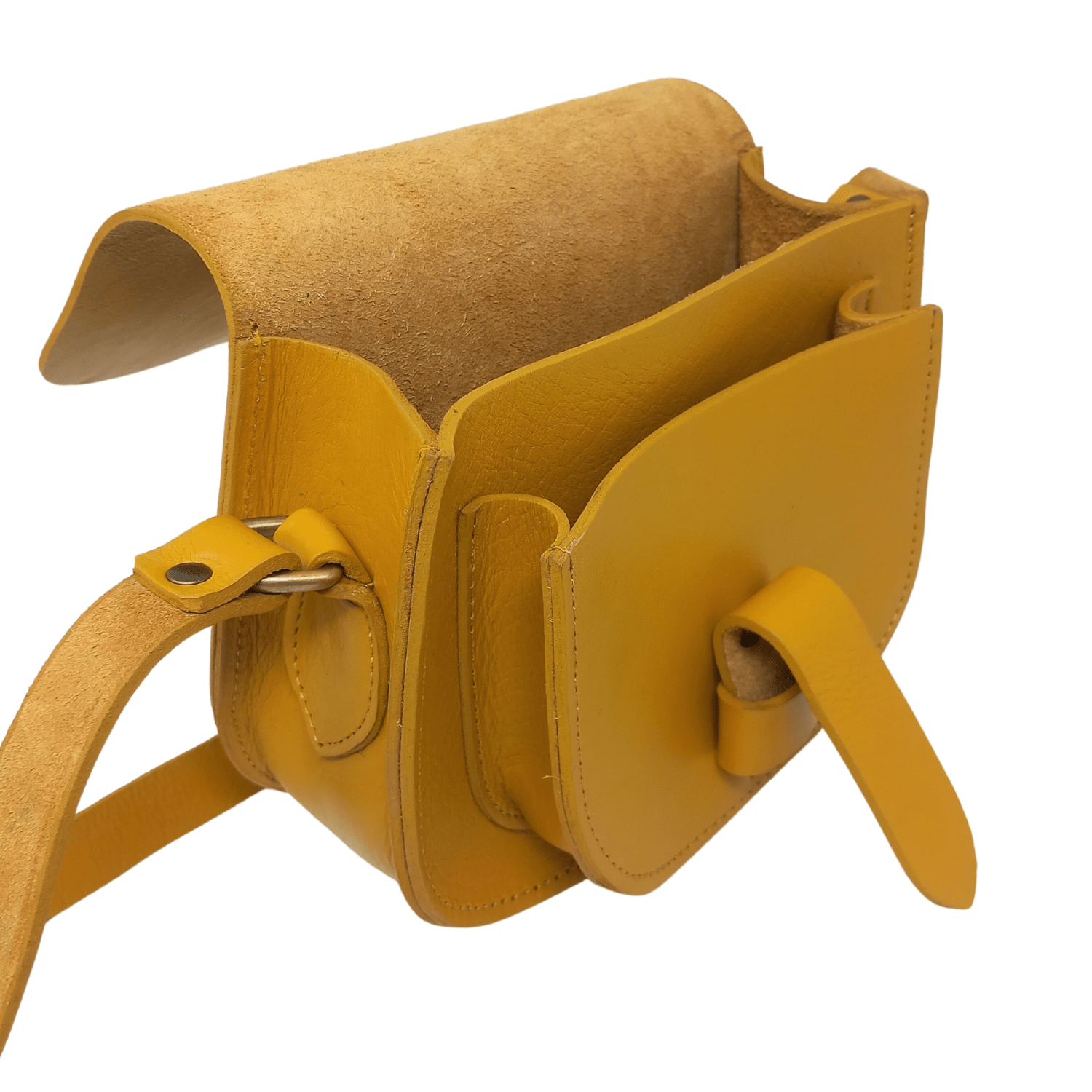 Maya yellow Leather Saddle Bag - Artisan Stories