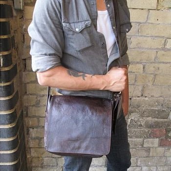 Medium Dark Brown Harley Leather Reporter Bag - Artisan Stories