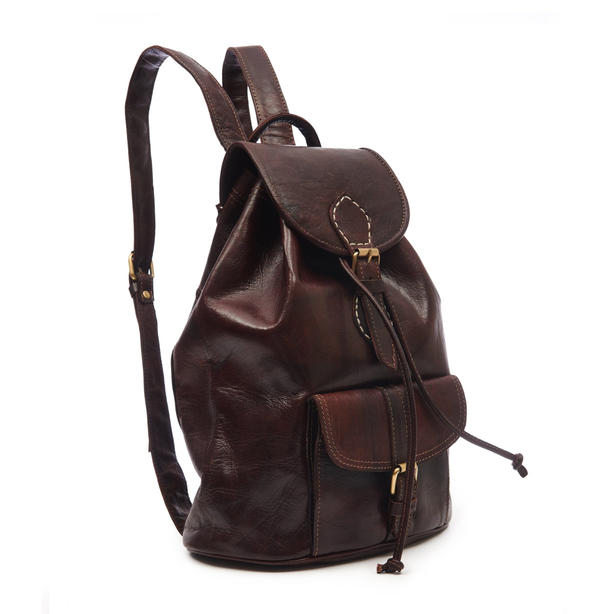 Dunkelbrauner kleiner Sac a Dos Lederrucksack 