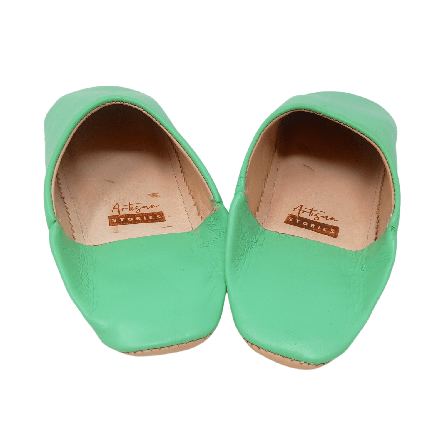 Mint Green Women's leather slippers - Artisan Stories