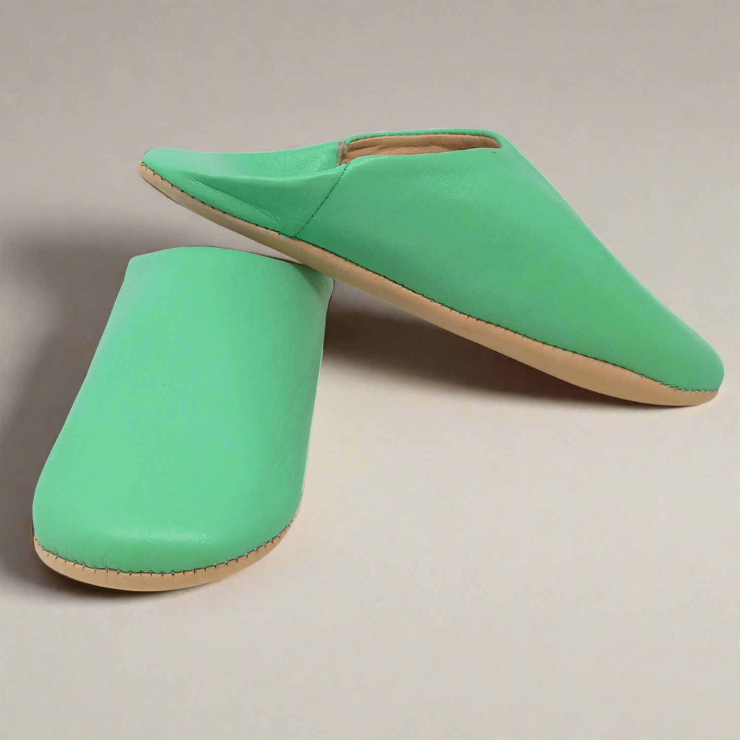 Mint Green Women's leather slippers - Artisan Stories