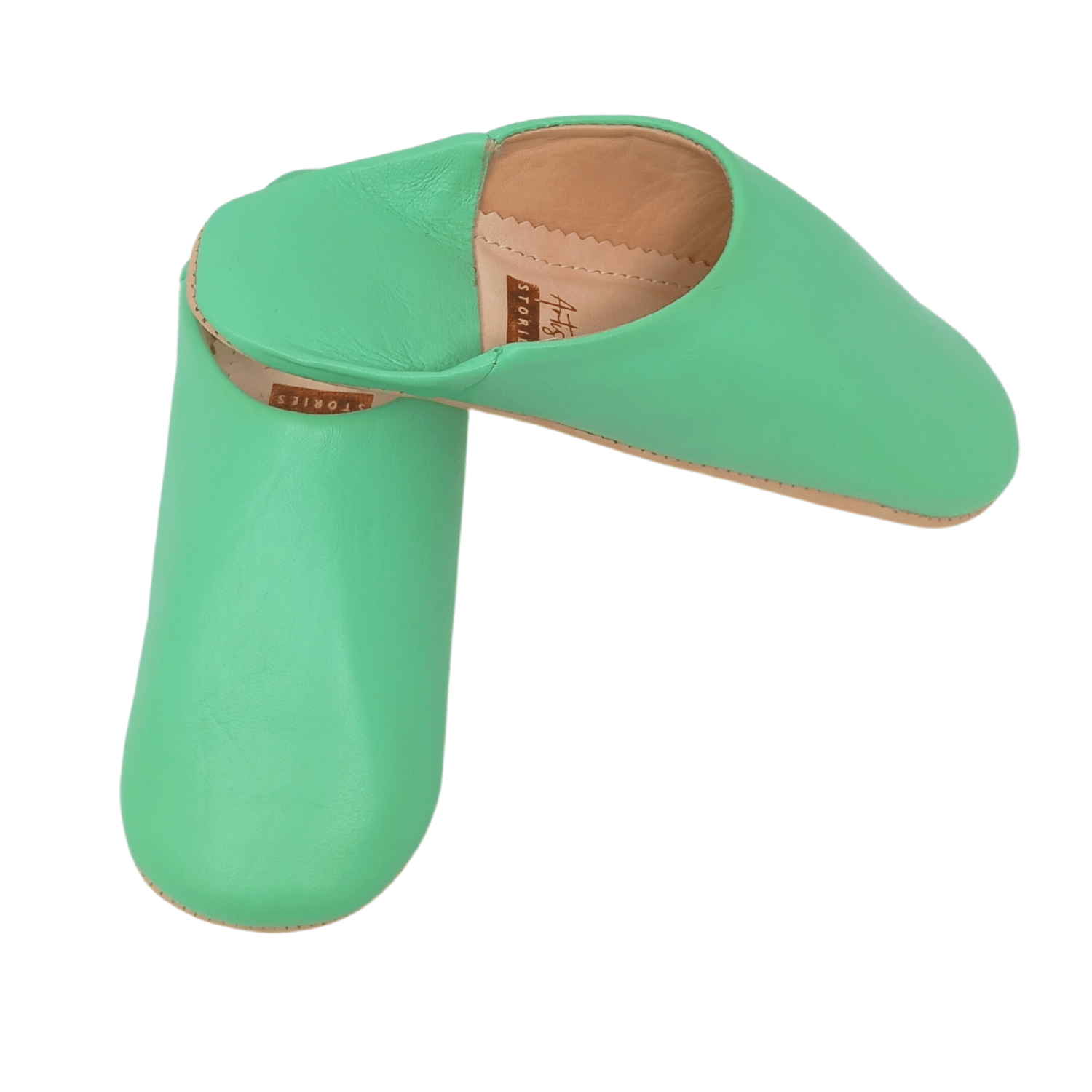 Mint Green Women's leather slippers - Artisan Stories