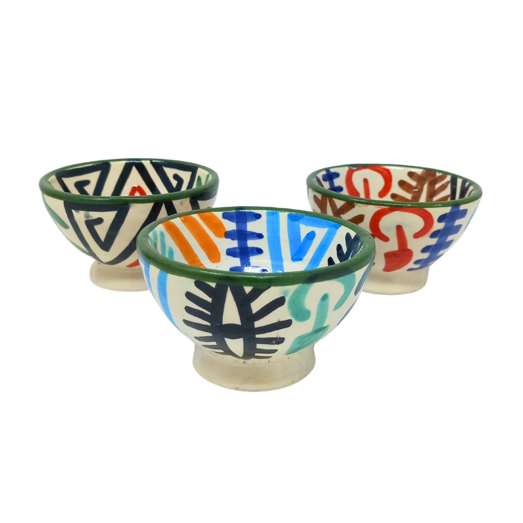 picture of handcrafted Moroccan ceramic bowl with a colourful artistic hand painted pattern