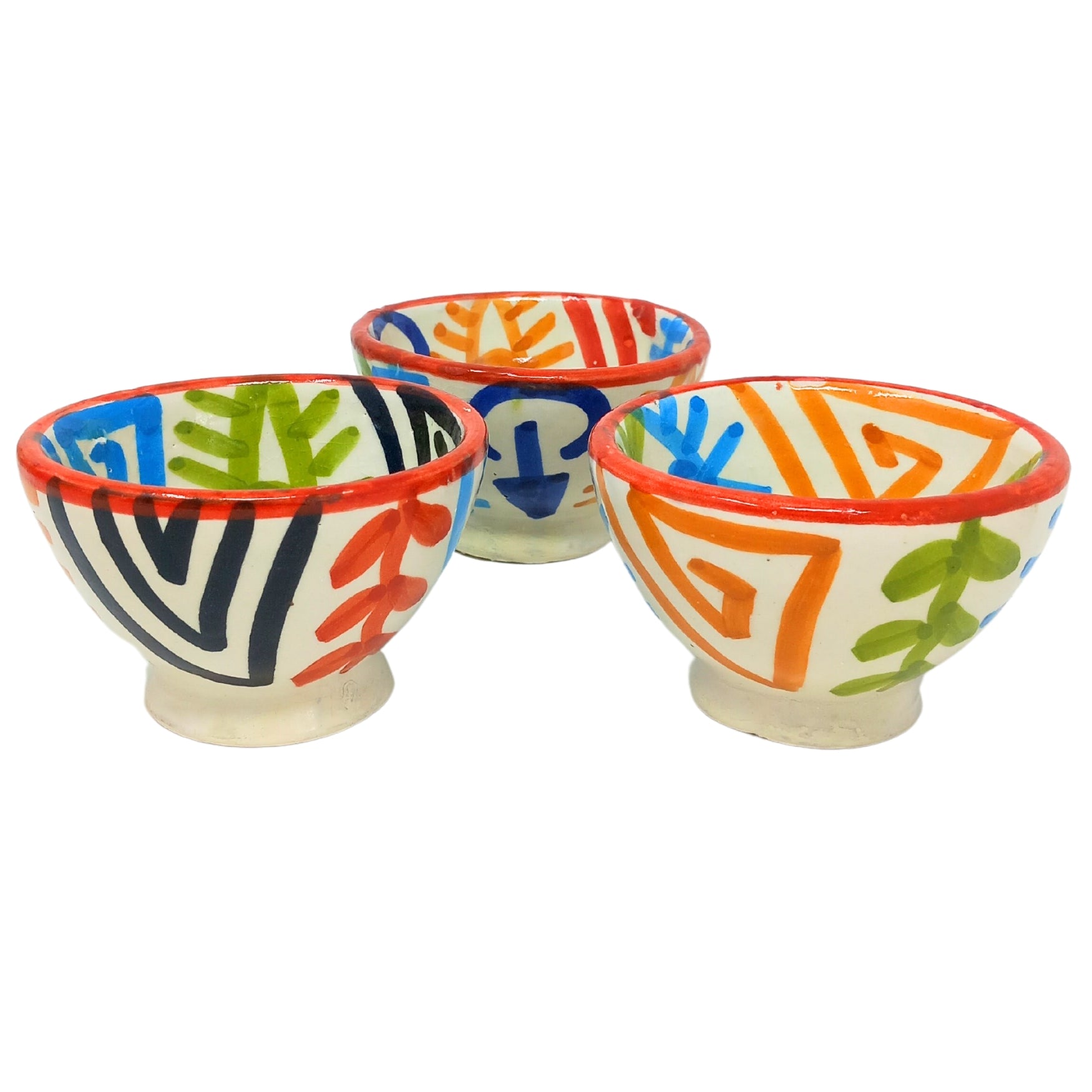 picture of handcrafted Moroccan ceramic bowl with a colourful artistic hand painted pattern