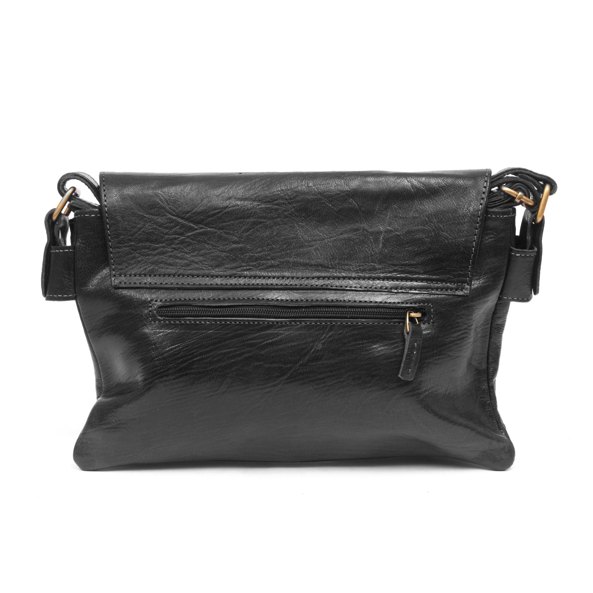 Multi - Compartment Women's Leather Handbag - Black - Artisan Stories