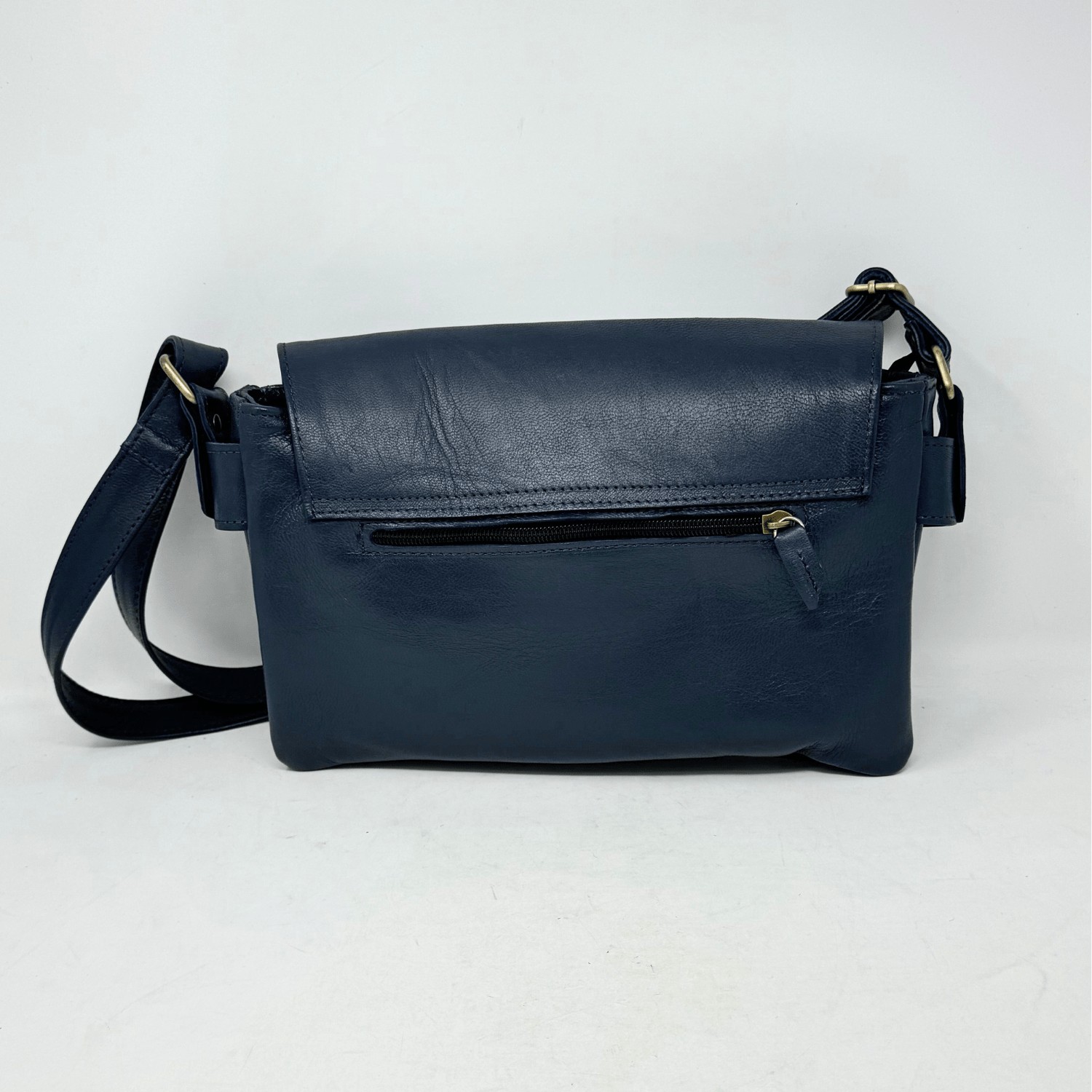 Multi - Compartment Women's Leather Handbag - Blue - Artisan Stories