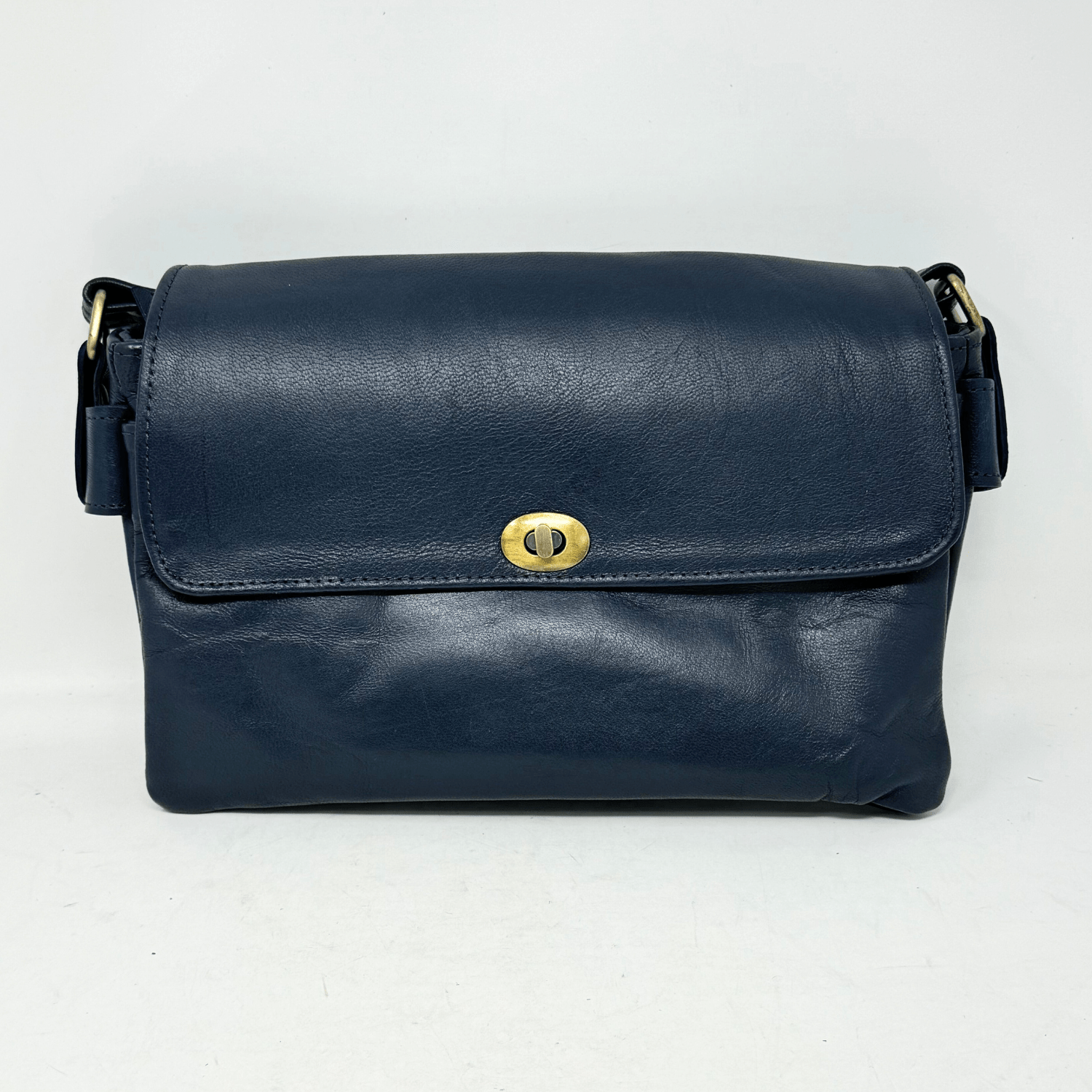 Multi - Compartment Women's Leather Handbag - Blue - Artisan Stories