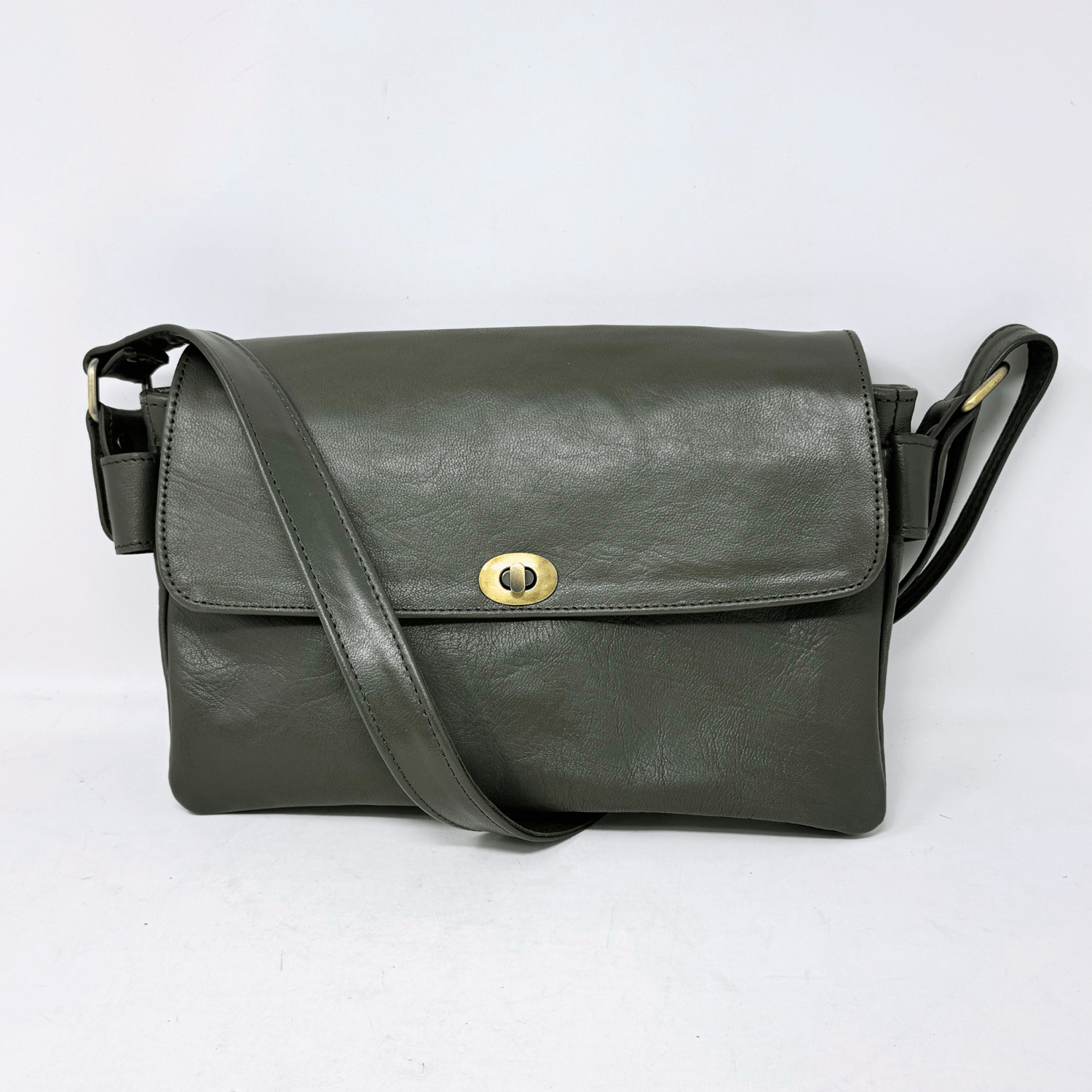 Multi - Compartment Women's Leather Handbag - Green - Artisan Stories