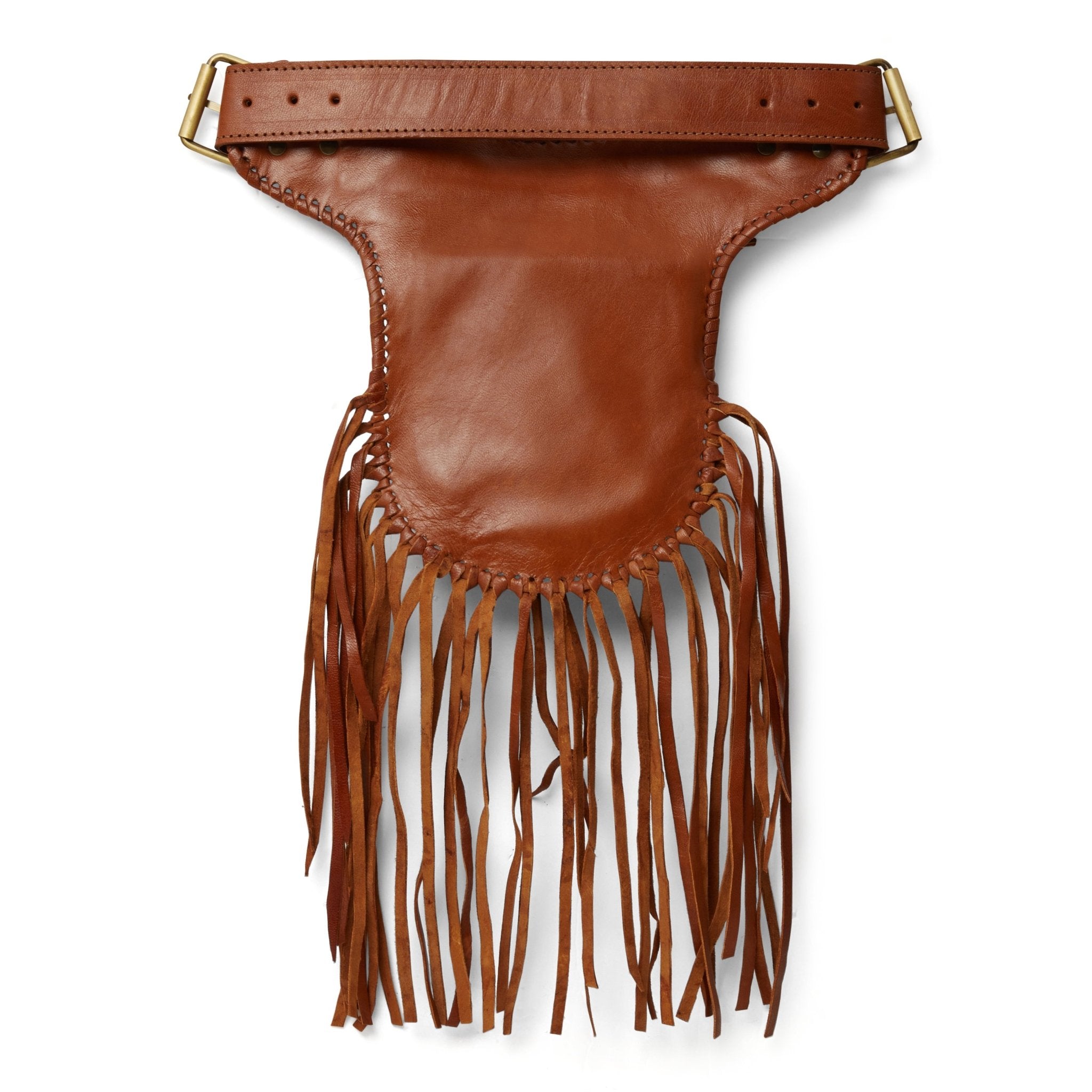 Navajo tassels Leather Bumbag - TAN - Artisan Stories