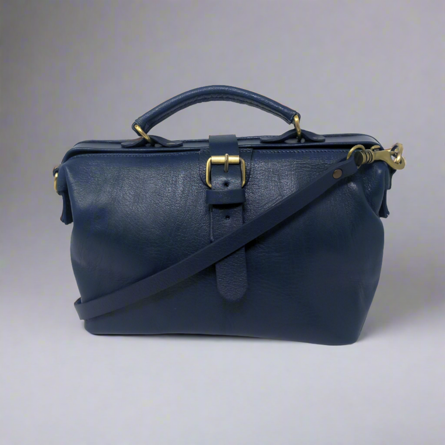 Petit sac docteur en cuir bleu