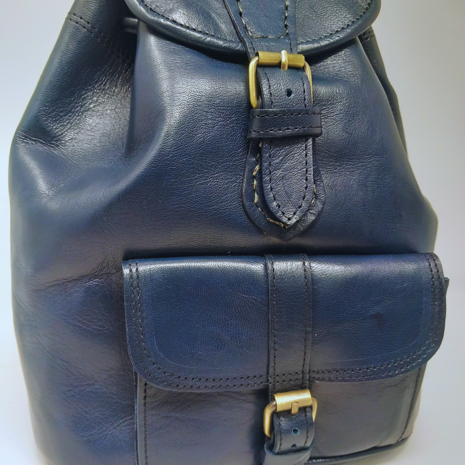 Sac a Dos blue Leather Backpack