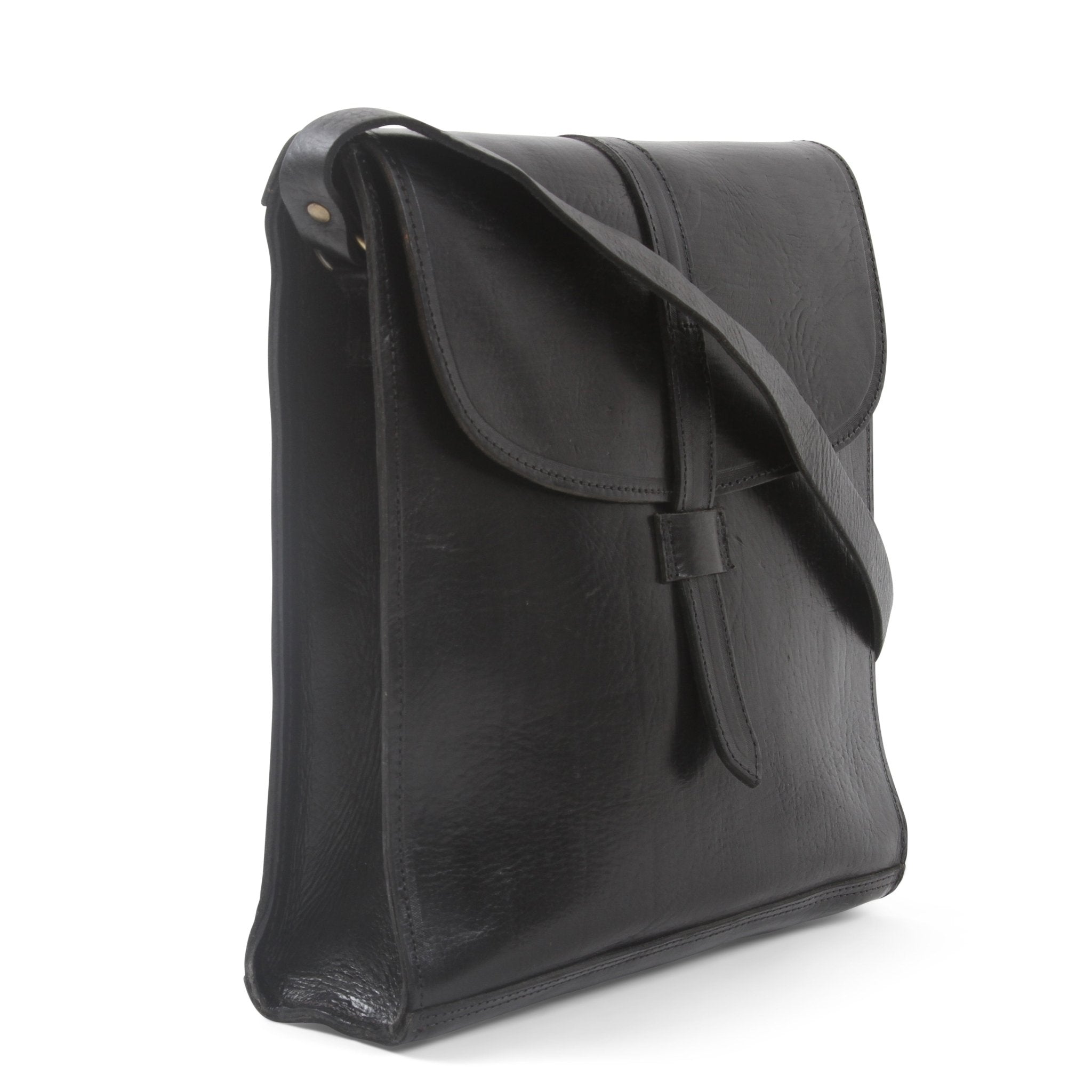 Nico Leather Black Messenger Bag - Artisan Stories