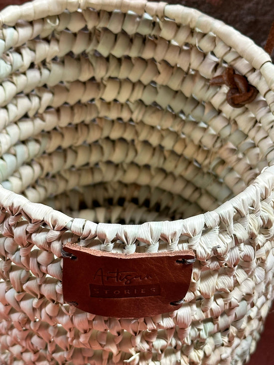 Palm Leaf Open Weave Round Storage Basket - Artisan Stories