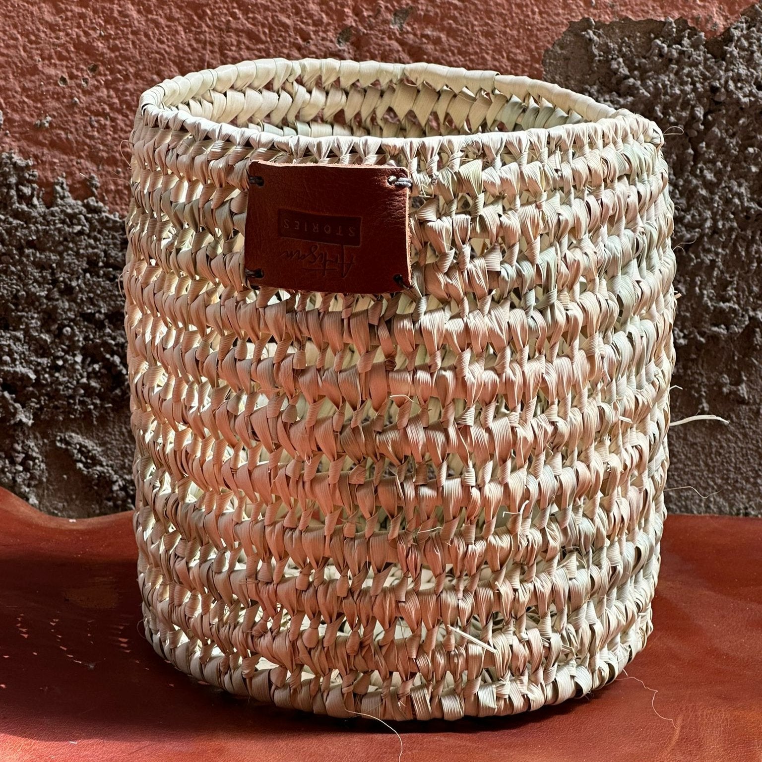 Palm Leaf Open Weave Round Storage Basket - Artisan Stories