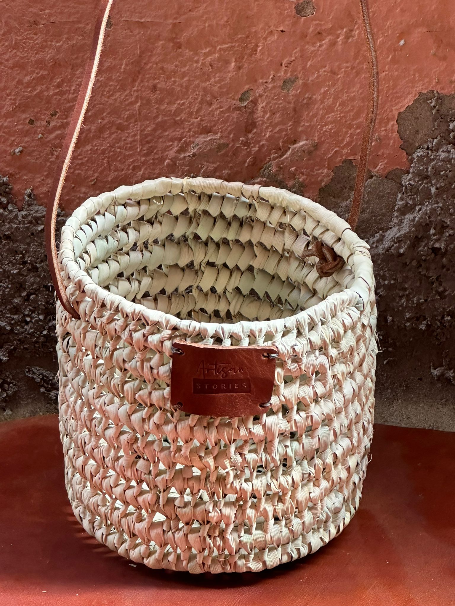 Palm Leaf Open Weave Round Storage Basket - Artisan Stories