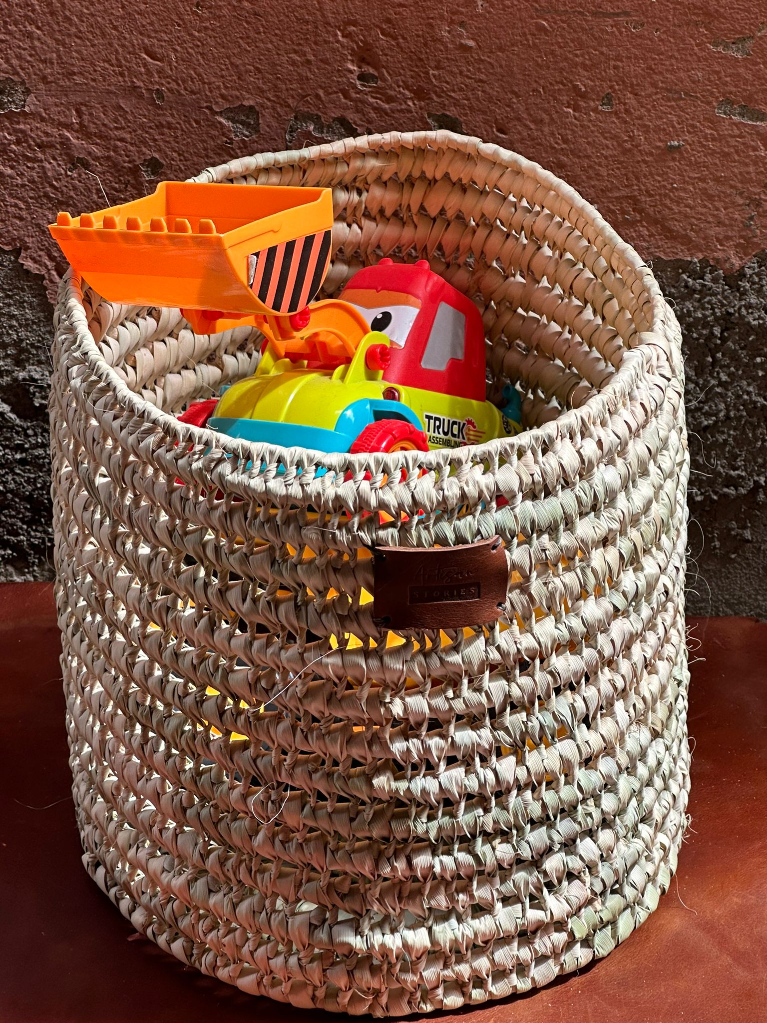 Palm Leaf Open Weave Round Storage Basket - Artisan Stories