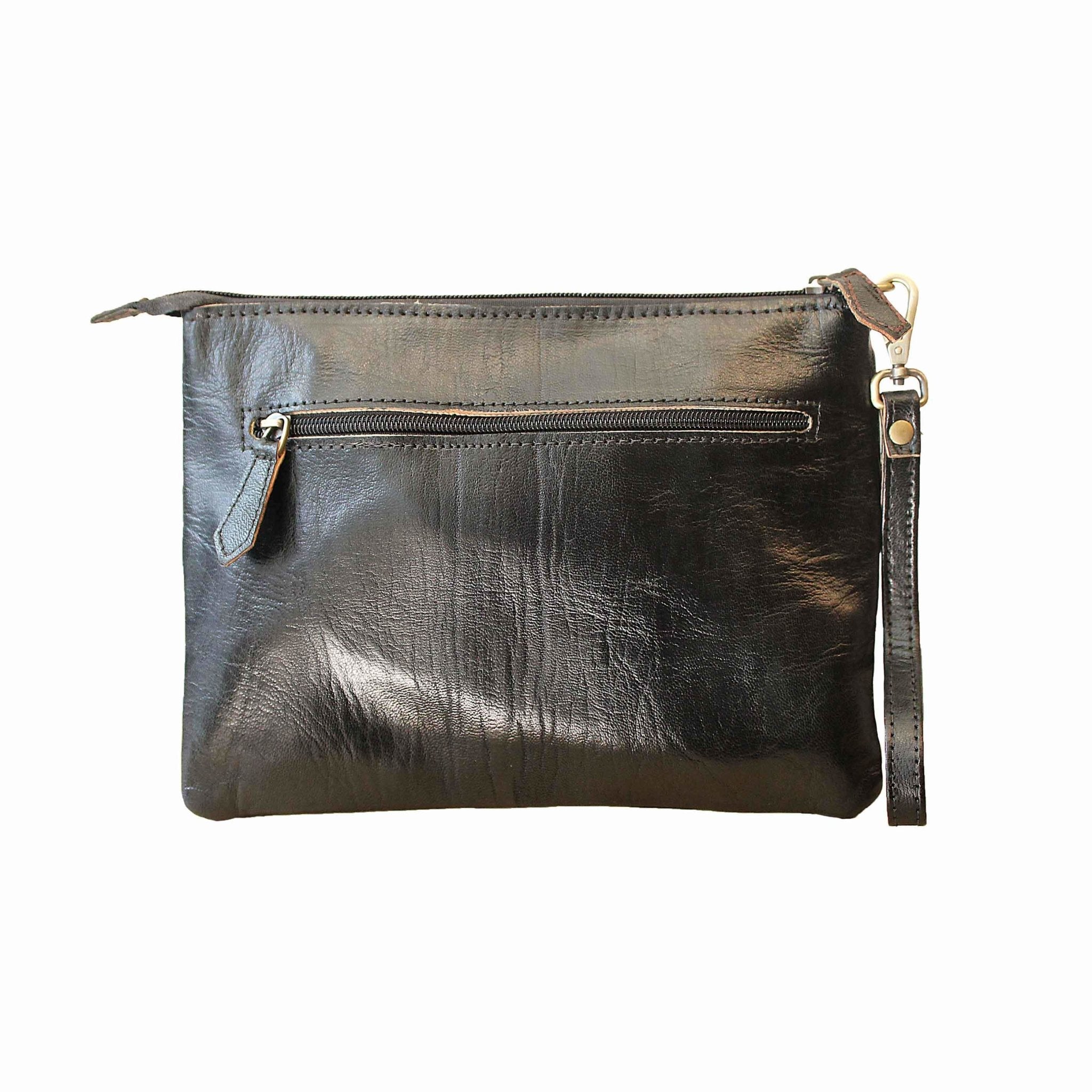 Peekaboo black leather crossbody and clutch bag - Artisan Stories