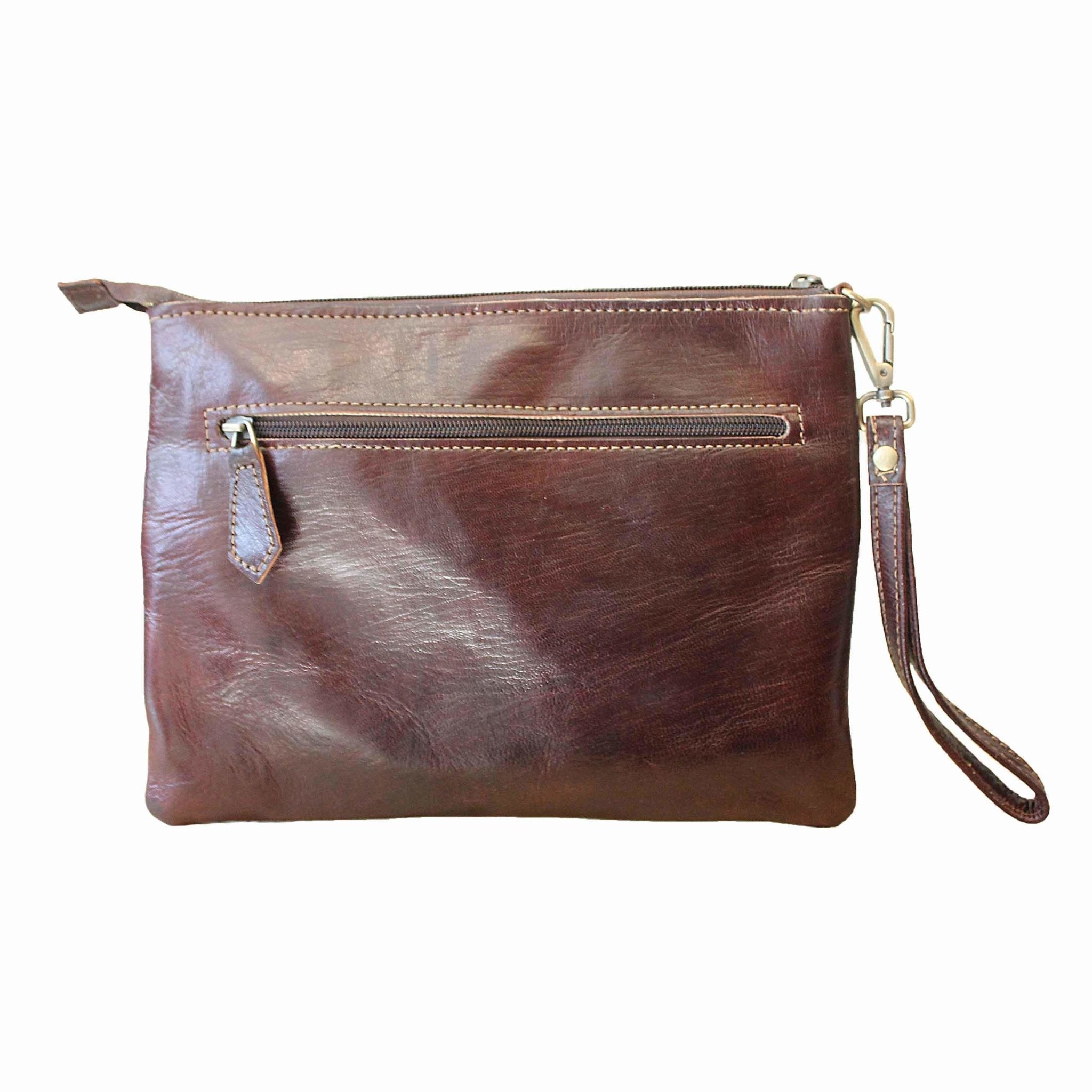 Peekaboo dark brown leather crossbody and clutch bag - Artisan Stories