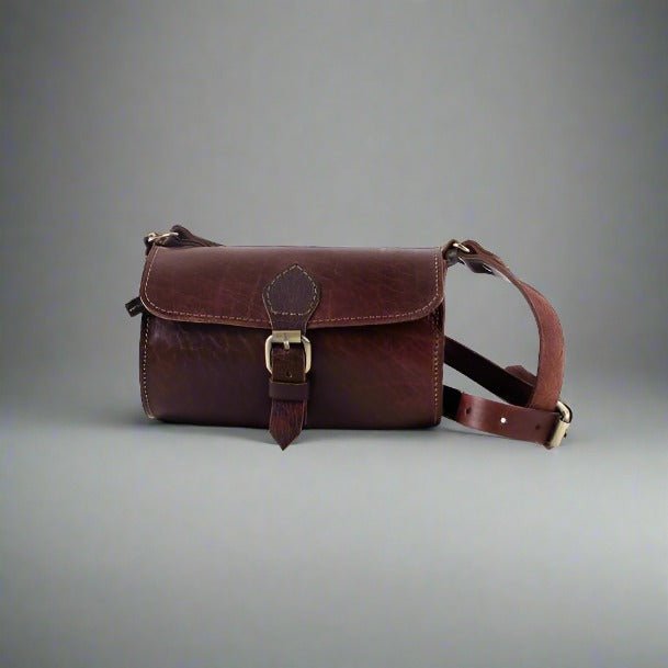 Pixie dark brown leather Barrel Bag - Artisan Stories