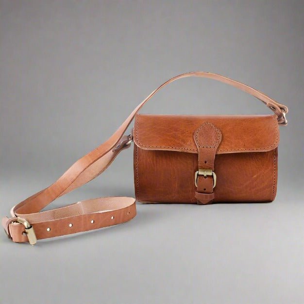 Pixie Light brown leather Barrel Bag - Artisan Stories