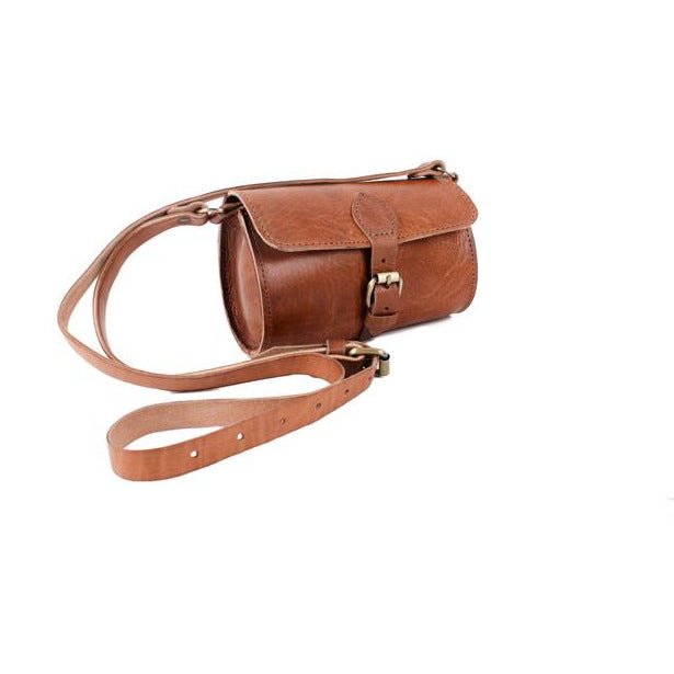 Pixie Light brown leather Barrel Bag - Artisan Stories