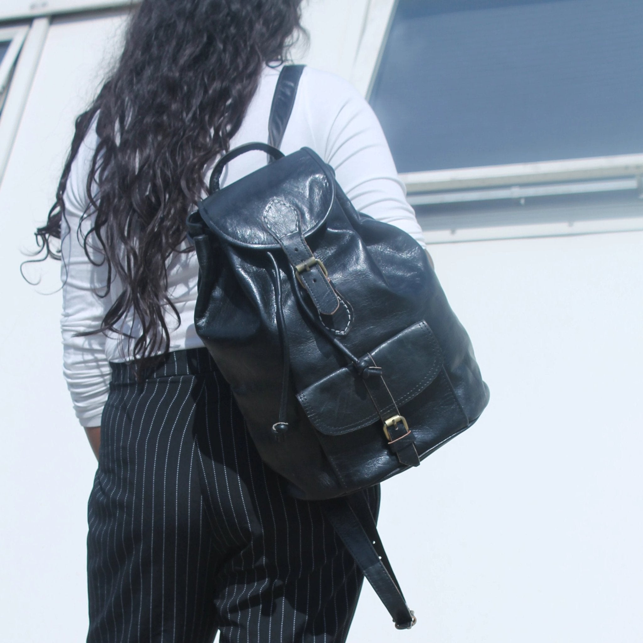 Sac a dos Leather Backpack Black - Artisan Stories