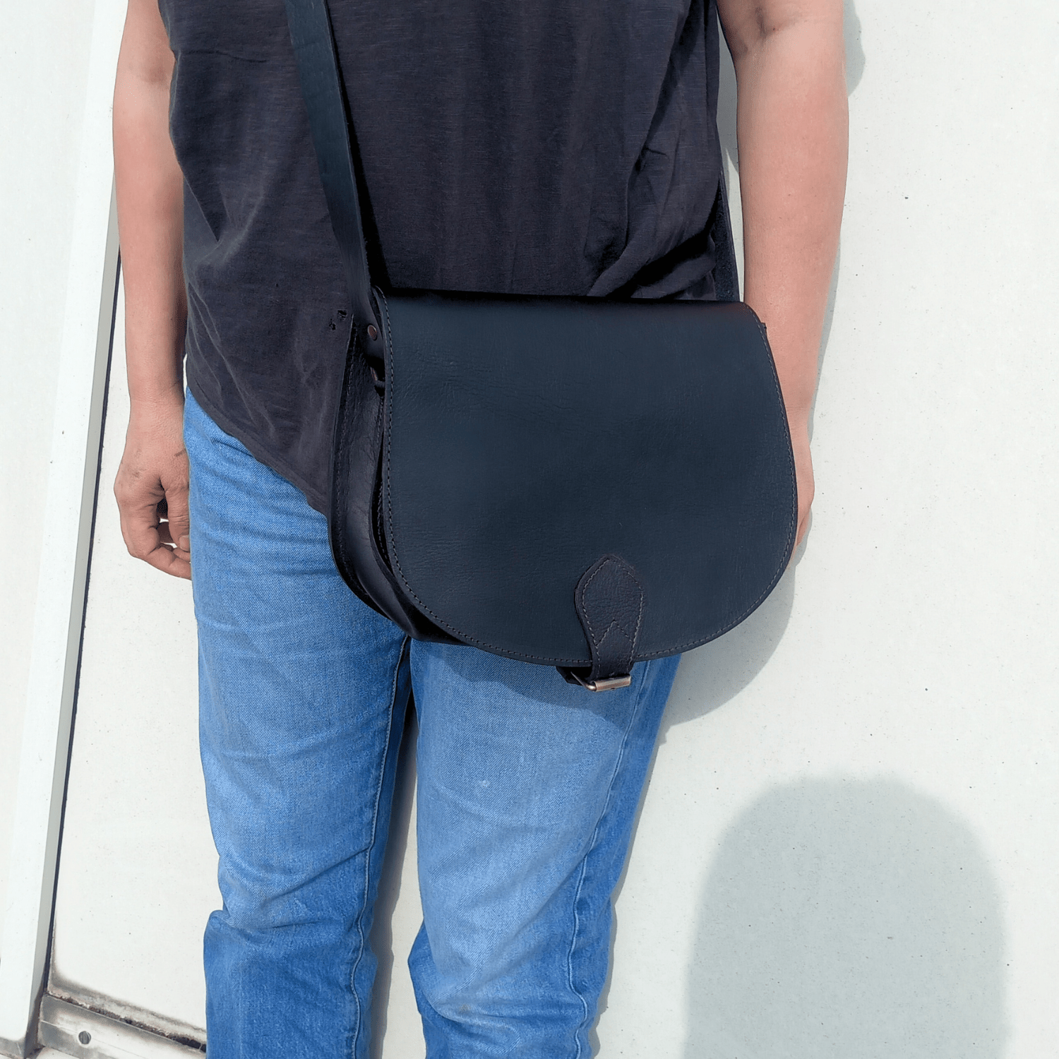 Sam Leather Saddle Bag - Black - Artisan Stories