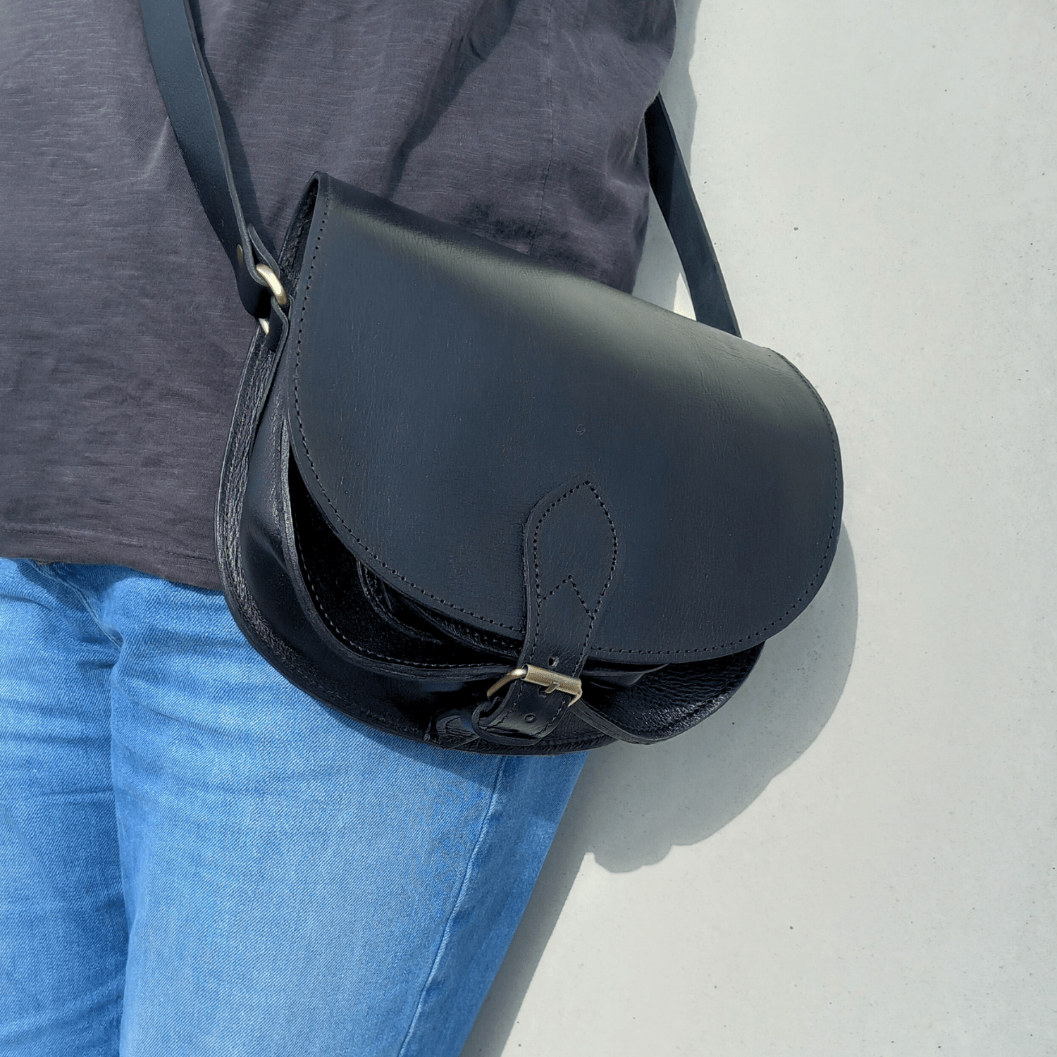 Sam Leather Saddle Bag - Black - Artisan Stories