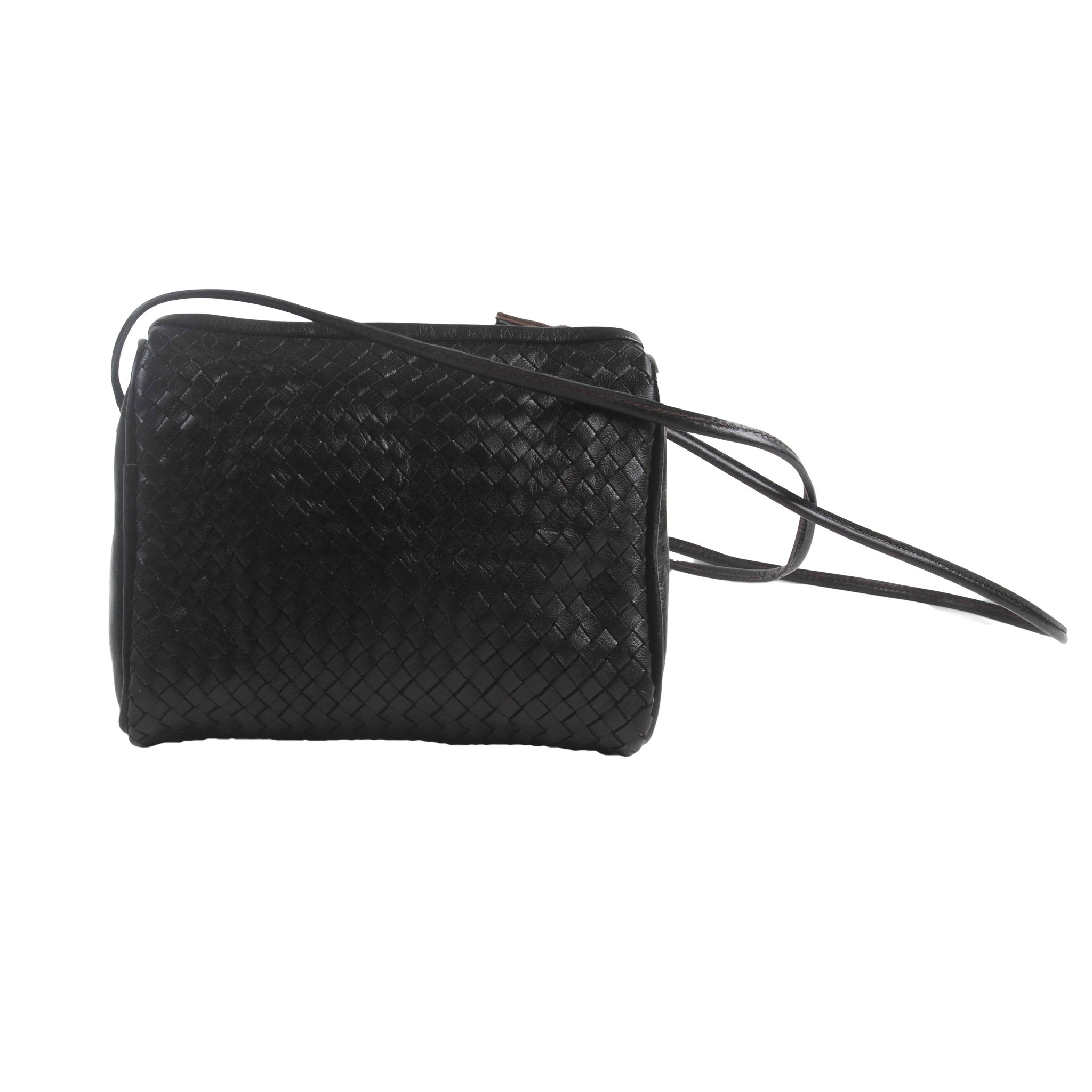 Simone Leather Woven Crossbody handbag Black - Artisan Stories