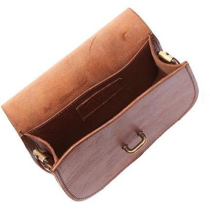 Small Light Brown Loop Leather Saddle Bag - Artisan Stories