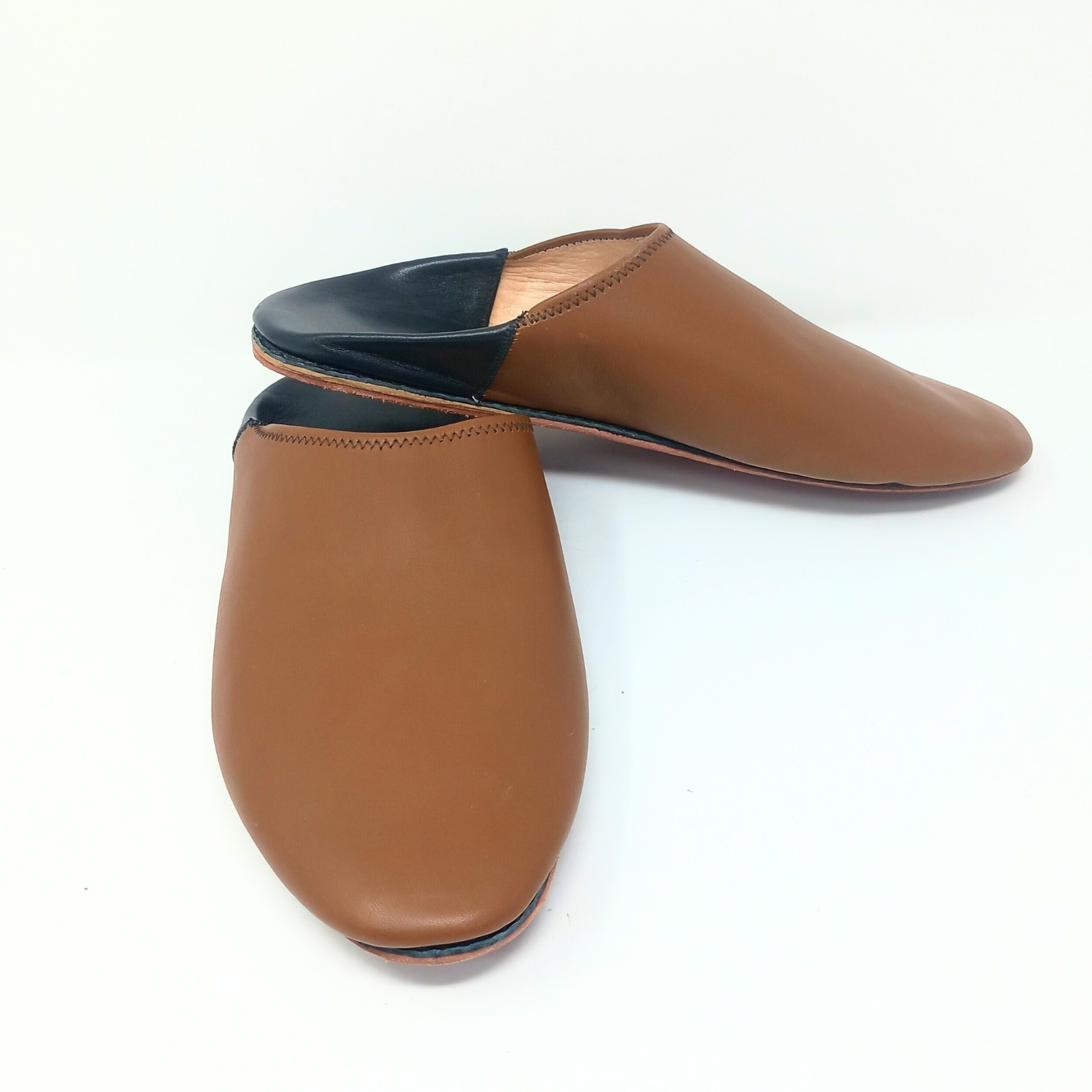 Herren-Slipper aus Leder in Grau/Blau