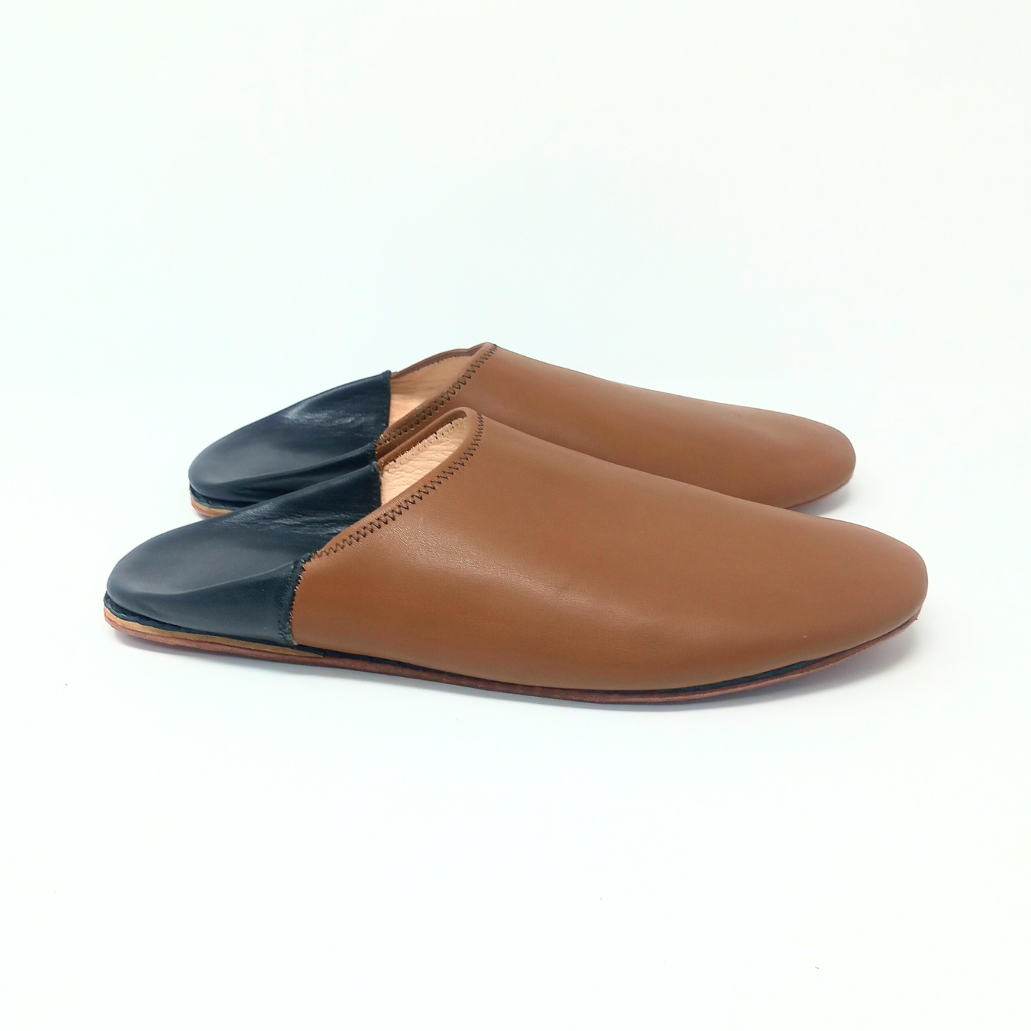 Herren-Slipper aus Leder in Grau/Blau