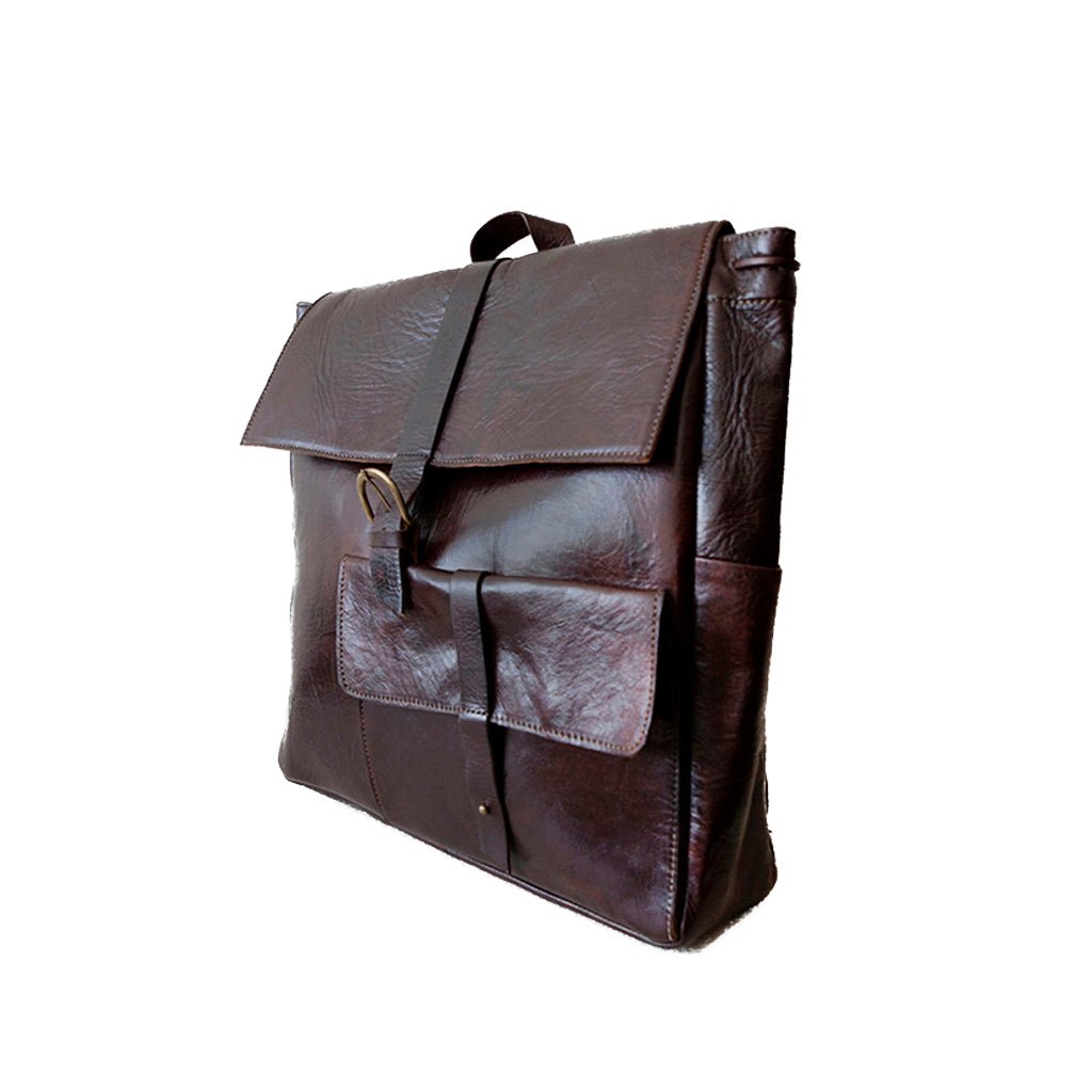 Square Backpack Bag - Dark brown - Artisan Stories